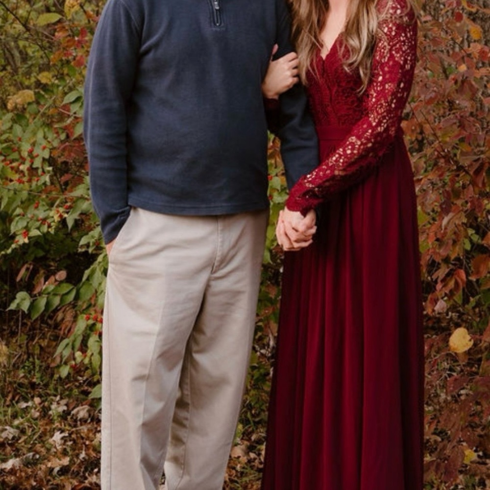 Lulu's Deep Red Long Sleeve Lace Dress